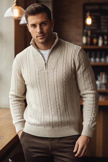 Herren Pullover mit Stehkragen beige Dstreet WX2327