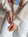 Damen Sweatshirt in Übergröße bedruckt LALA VIBE beige Dstreet BY1506
