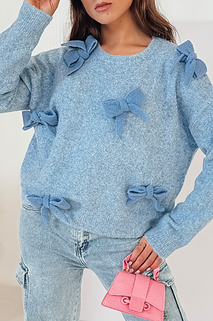 Damen Pullover in Übergröße BOWTONE mit Schleifen blau Dstreet MY2353