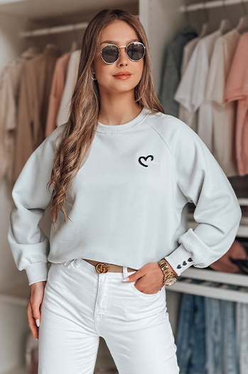 Damen Sweatshirt in Übergröße mit gestickten Herzen MONLOVE blau Dstreet BY1509
