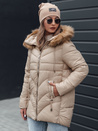 Damen Winterjacke MELOMA gesteppt mit Kapuze hellbeige Dstreet TY4714