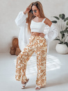 Weit geschnittene Damenhose mit Blumenmuster LOVEGARDEN camel Dstreet UY2657