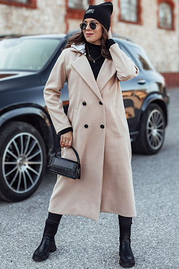 MODVENTURE Damenmantel in Übergröße mit Kapuze beige Dstreet NY0721