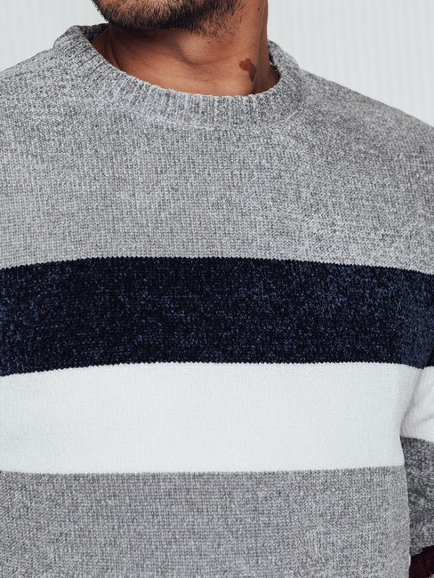 Grauer gestreifter Herren-Pullover Dstreet WX2241