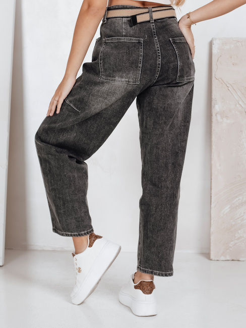 Damen Jeans mit weitem Bein und Gürtel schwarz Dstreet UY2744