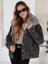Damen FURDENIM Jeansjacke mit Kunstfell dunkelgrau Dstreet TY5185