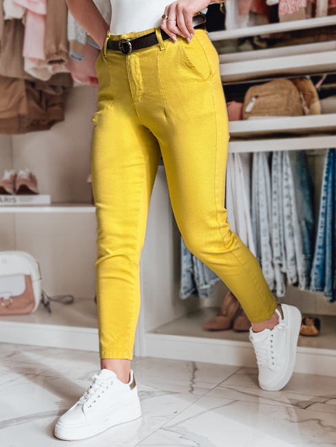 Damen Slim Fit Hose mit Gürtel TAIRONIK senf Dstreet UY2539