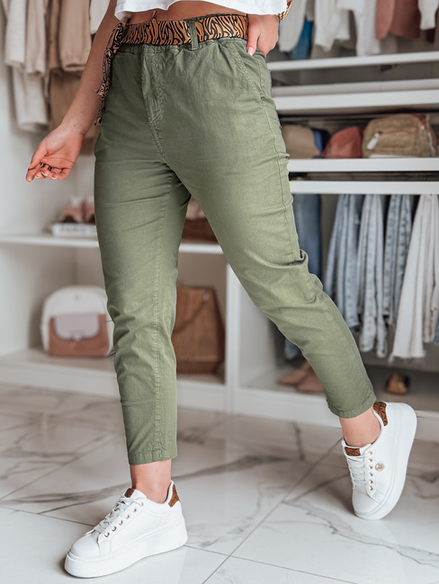 Damen Freizeithose mit Gürtel MADELINA khaki Dstreet UY2628