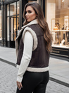 Damenweste aus Wildleder mit Schafsfell WOOLZIP coffee Dstreet TY4746z