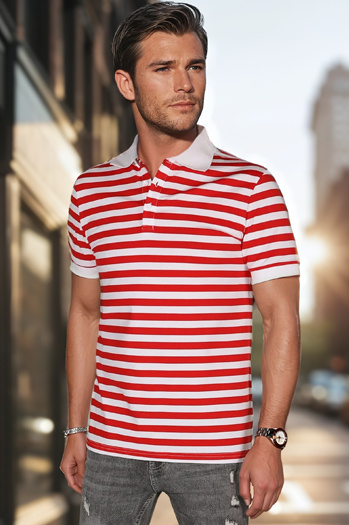 Gestreiftes Herren-Poloshirt weiß Dstreet PX0643