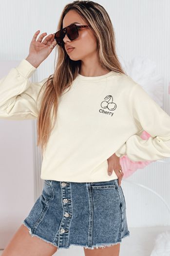 Damen Sweatshirt in Übergröße mit Stickerei CHERSOFT ecru Dstreet BY1400