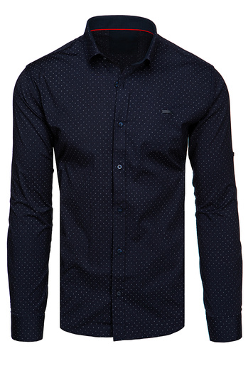 Herren Langarmhemd dunkelblau Dstreet DX2632