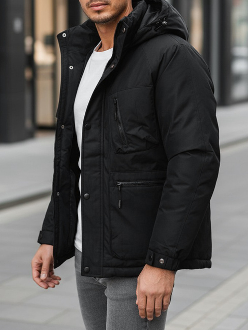 Herren Winterjacke mit Kapuze schwarz Dstreet TX5108