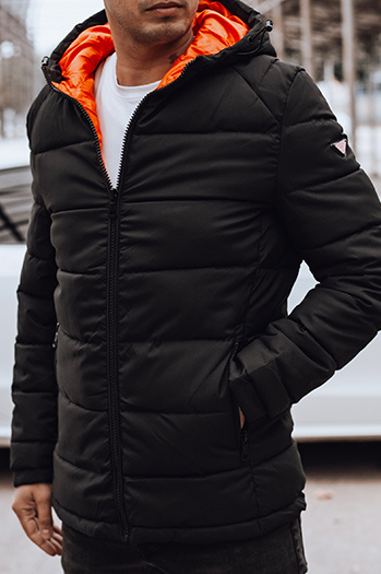 Herren Steppwinterjacke mit Kapuze schwarz Dstreet TX4895