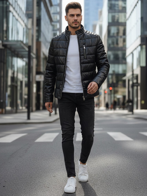 Isolierte Herren Lederjacke schwarz Dstreet TX5115