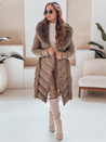Gesteppte Damen Winterjacke mit Kunstpelz dunkelbeige Dstreet TY5079