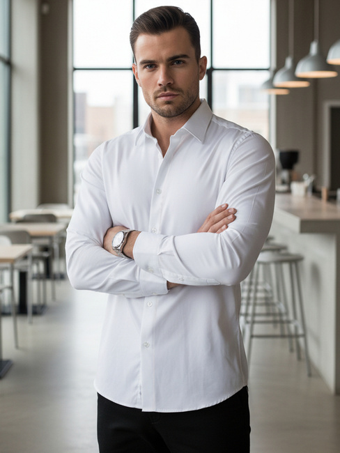 Weißes Herrenhemd Dstreet DX2617