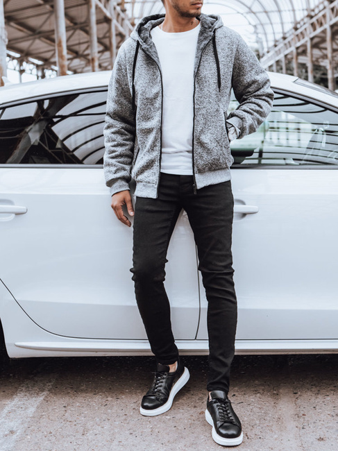 Herren Sweatshirt mit Reißverschluss Farbe Hellgrau DSTREET BX5596