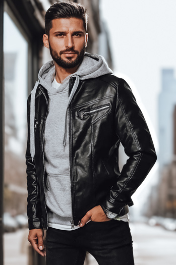 Herren Lederjacke schwarz Dstreet TX4330