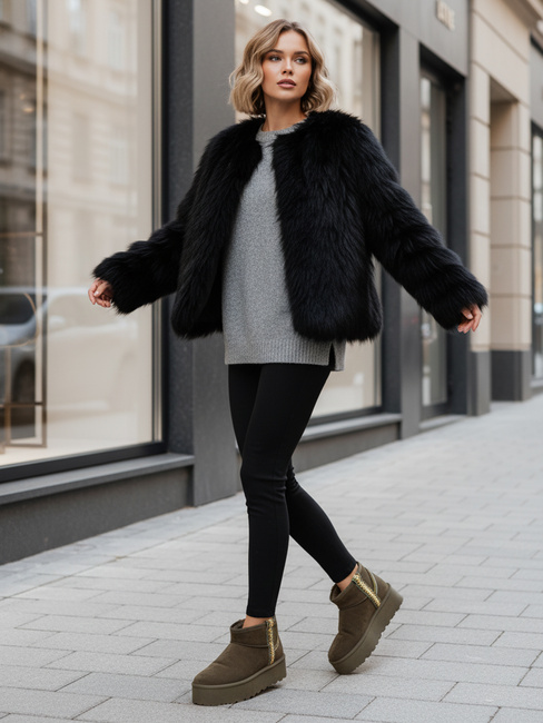 Damen Wildleder grün Schnee Stiefel Dstreet ZY1295