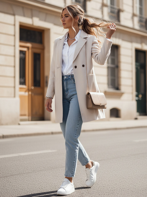 LINNORE Damenmantel in Übergröße lang beige Dstreet NY0706