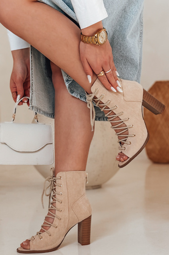 Damen LACIUP hochhackige Schnürstiefel beige Dstreet ZY0732