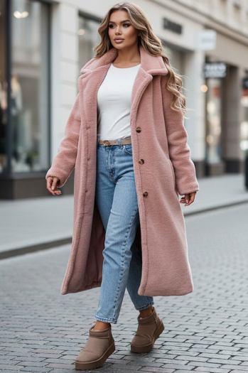 Damen Wintermantel Teddyfell lang rosa Dstreet NY0751z