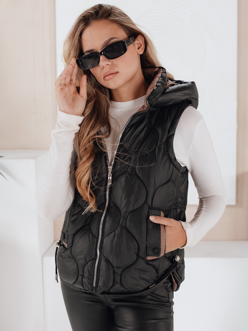 Damen Steppweste mit Kapuze MISSVEST schwarz Dstreet TY5022