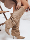 Damenstiefel mit Crinkle Schaft auf Stilettoabsatz beige Dstreet ZY1121