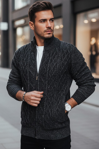 Herren Pullover ohne Knöpfe dunkelgrau Dstreet WX2252z