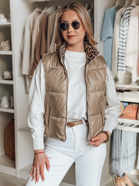 Kurze Damen-Wendeweste CHIPUFF camel Dstreet TY4825
