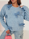 Damen Pullover in Übergröße BOWTONE mit Schleifen blau Dstreet MY2353