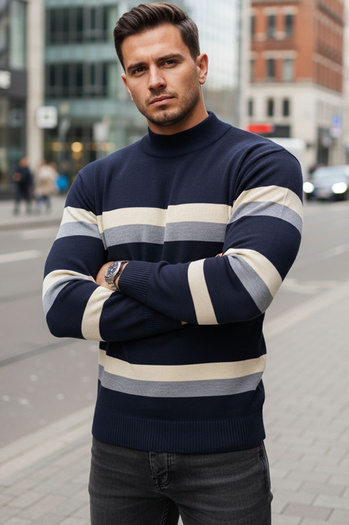 Herren Gestreifte Pullover Farbe Dunkelblau DSTREET WX2126