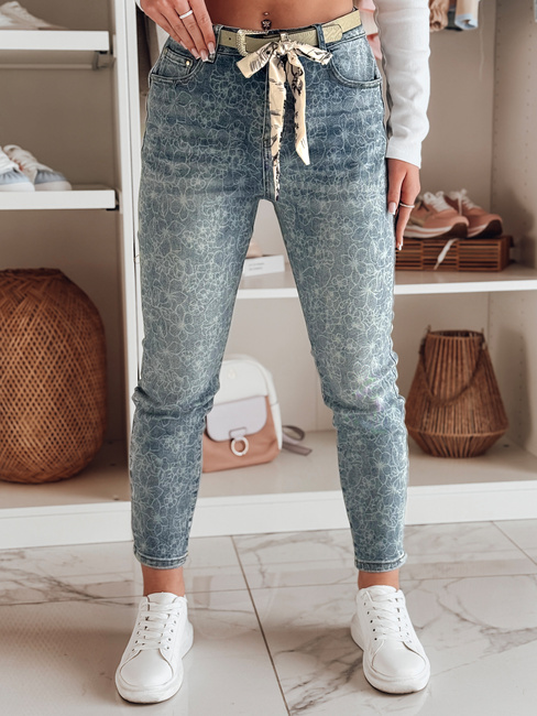 Damen Denim Slim Fit Hose mit Gürtel FLORAJIN blau Dstreet UY2463