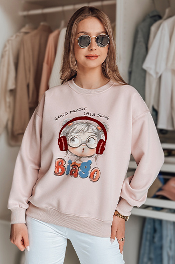 Bedrucktes Damen-Sweatshirt in Übergröße LALA VIBE rosa Dstreet BY1505