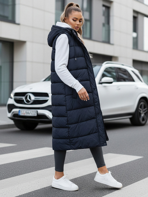 Lange gesteppte Damenweste navy blau Dstreet TY5252