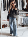 Damen kurze GLAMVO Daunenjacke mit Kapuze schwarz Dstreet TY4950