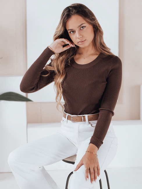 Damen-Rippenpullover NOLVIE braun Dstreet MY2494