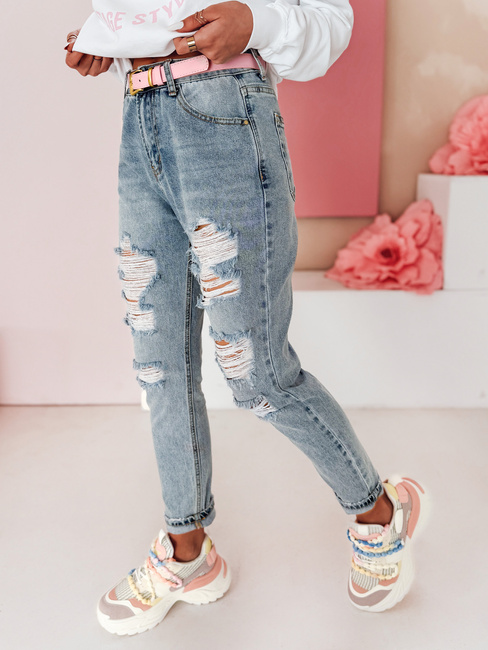 Damen Denim Mom Fit Hose mit Löchern MOMVIBE blau Dstreet UY2459