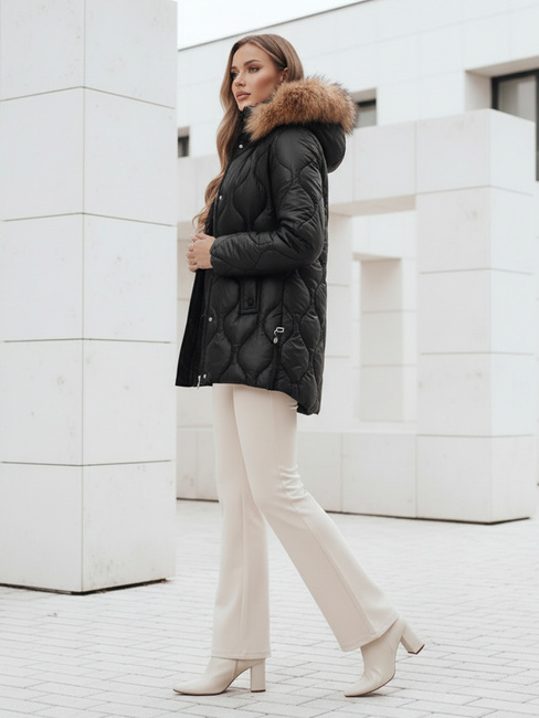 Damen Winterjacke LUMORE gesteppt mit Kapuze schwarz Dstreet TY5015