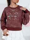 Kurzes Oversize-Sweatshirt für Damen mit Batikmotiv DENVIS burgund Dstreet BY1423