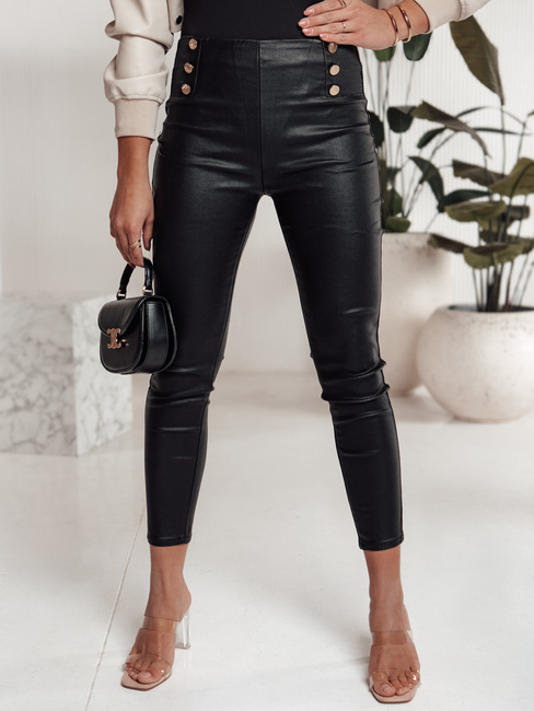 Gewachste SKINLOVE Damenhose mit hoher Taille schwarz Dstreet UY2198
