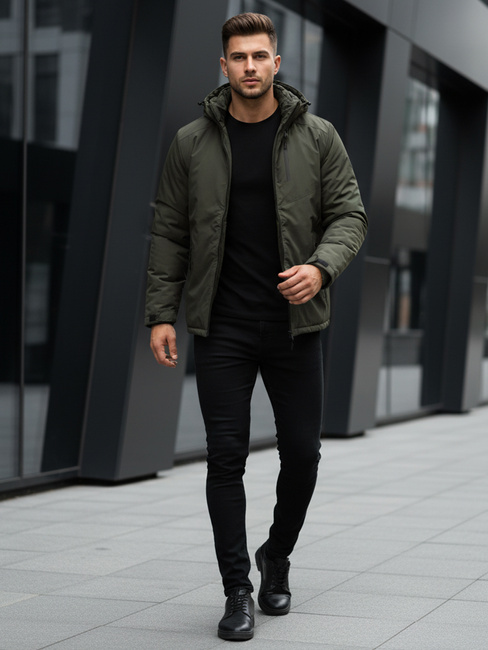 Herren Winterjacke mit Kapuze grün Dstreet TX5118