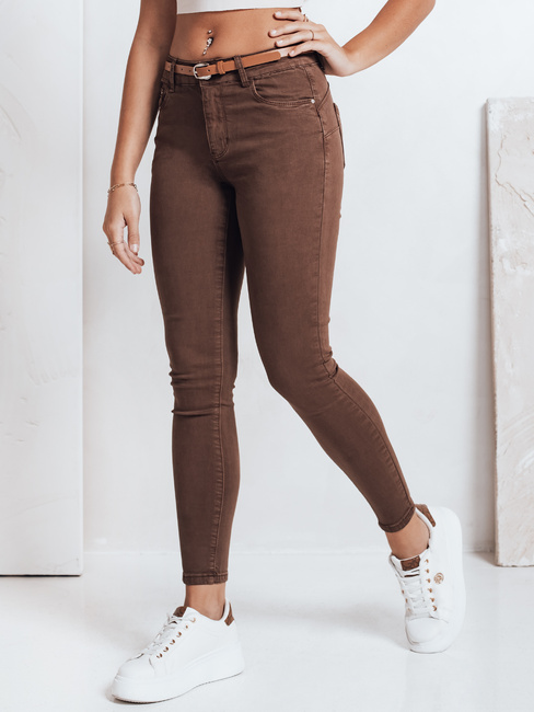 Damen Skinny Hose mit Gürtel VIVASKIN braun Dstreet UY2742