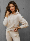 Cremefarbener Damen-Kapuzenpullover Dstreet BY1536