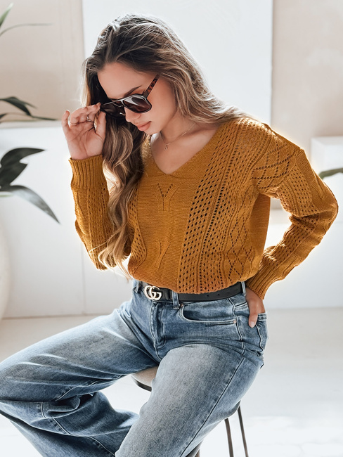 Damen Lange Pullover DARIA Farbe Camel DSTREET MY1727