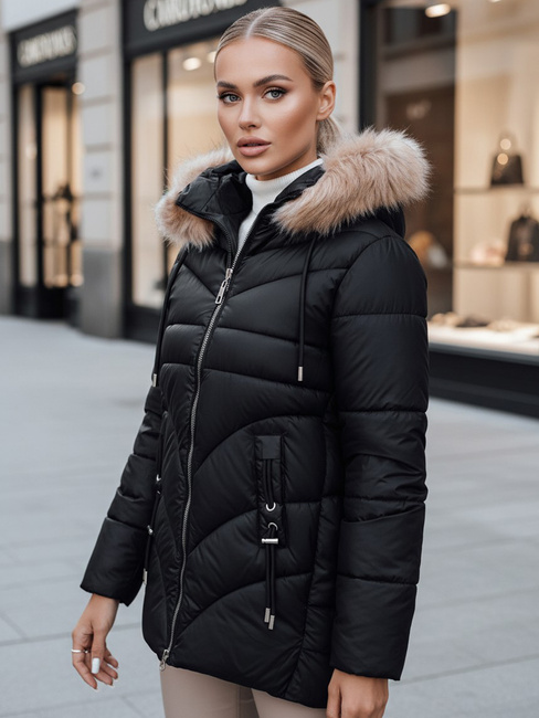 Damen Winterjacke MELOMA gesteppt mit Kapuze schwarz Dstreet TY4713