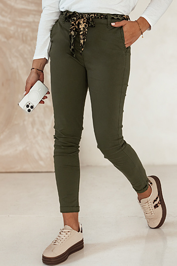 Damen CHARMYOU Denim-Hose mit Gürtel oliv Dstreet UY2270