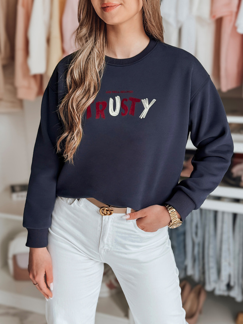 Damen Sweatshirt in Übergröße mit Stickerei SOFTRUS navy blau Dstreet BY1410