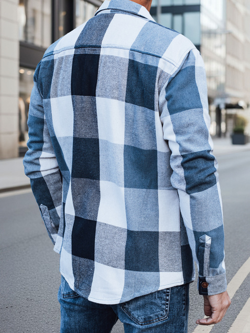 Blau kariertes Flanellhemd für Männer Dstreet DX2676